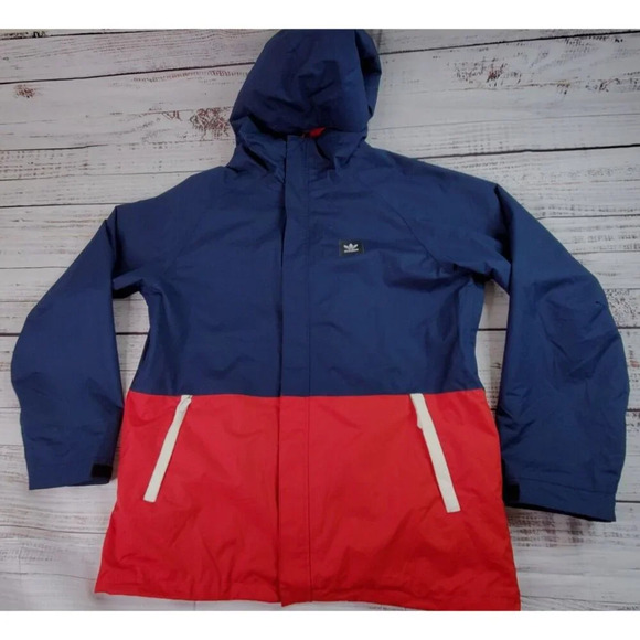 Adidas 10K Riding Jacket Mens XL Navy Red Hooded Windbreaker Snowboard Gorpcore - Picture 2 of 16